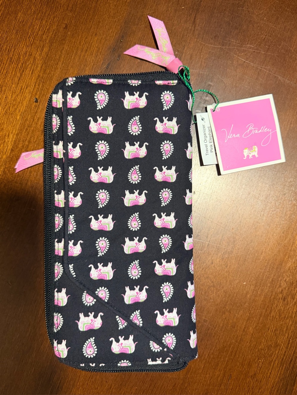 Vera Bradley RARE Retired Pink Elephant design Travel Wallet